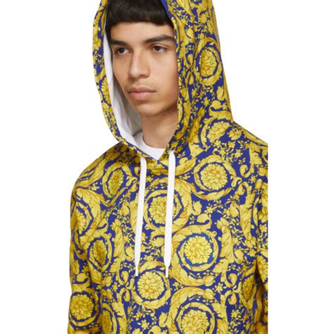 versace blue hoodie|versace barocco hoodie.